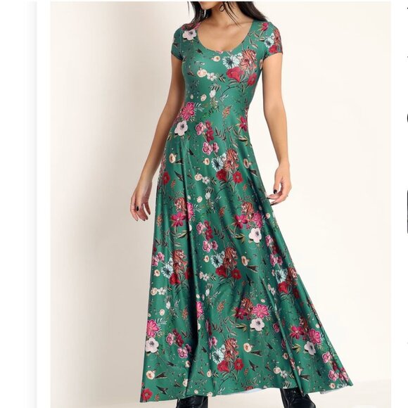 Blackmilk Dresses & Skirts - Blackmilk Tropical Tiger Teal Cap Sleeve Maxi Dress (Size S) NWOT